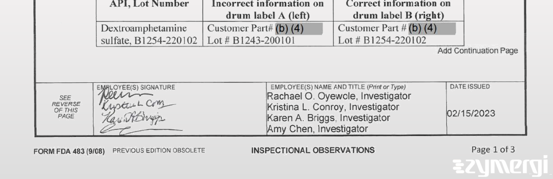 Rachael O. Oyewole FDA Investigator Karen A. Briggs FDA Investigator Kristina L. Conroy FDA Investigator Amy N. Chen FDA Investigator 