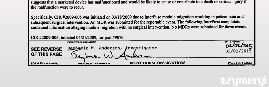 Benjamin W. Anderson FDA Investigator 