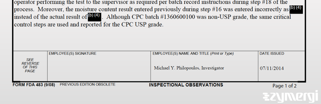 Constantin Y. Philopoulos FDA Investigator