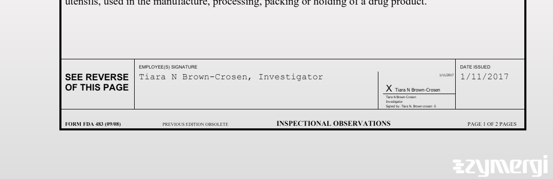 Tiara N. Brown-Crosen FDA Investigator