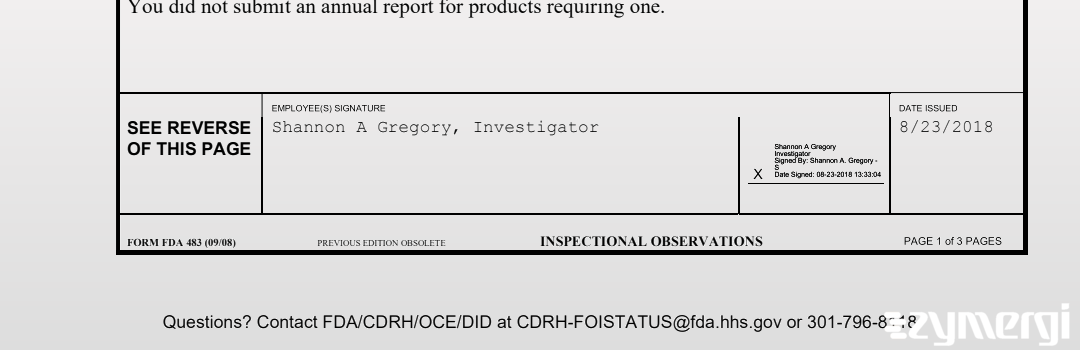 Shannon A. Gregory FDA Investigator
