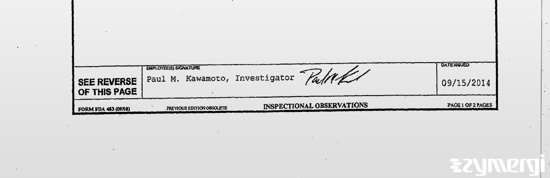 Paul M. Kawamoto FDA Investigator