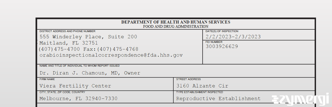 FDANews 483 Viera Fertility Center Feb 3 2023 top