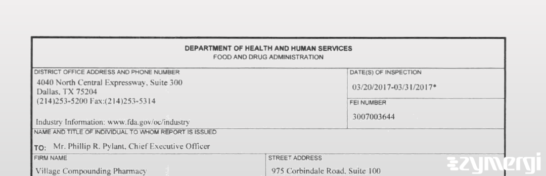 FDANews 483 Village Compounding Pharmacy Mar 31 2017 top