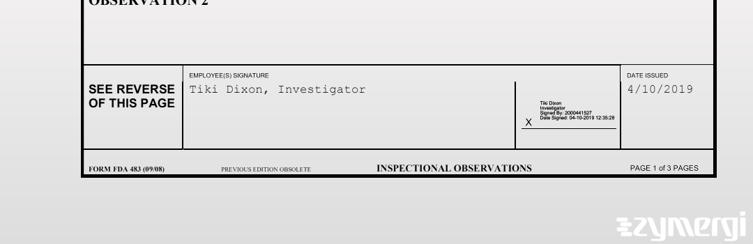 Tiki Dixon FDA Investigator 