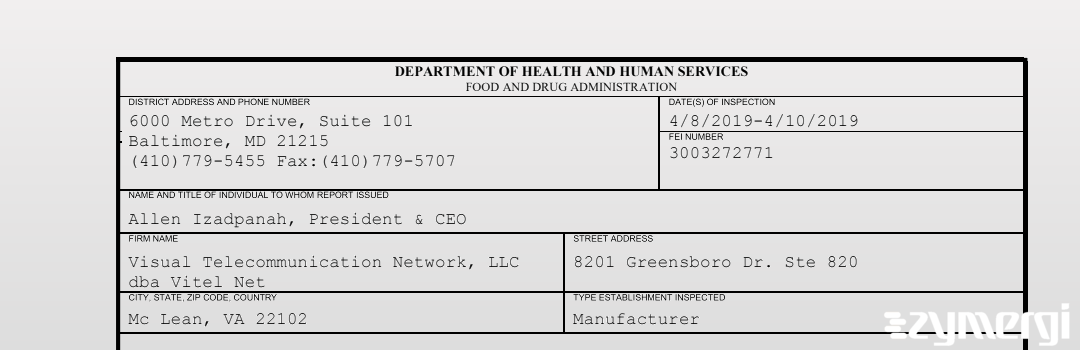 FDANews 483 Visual Telecommunication Network, LLC dba Vitel Net Apr 10 2019 top