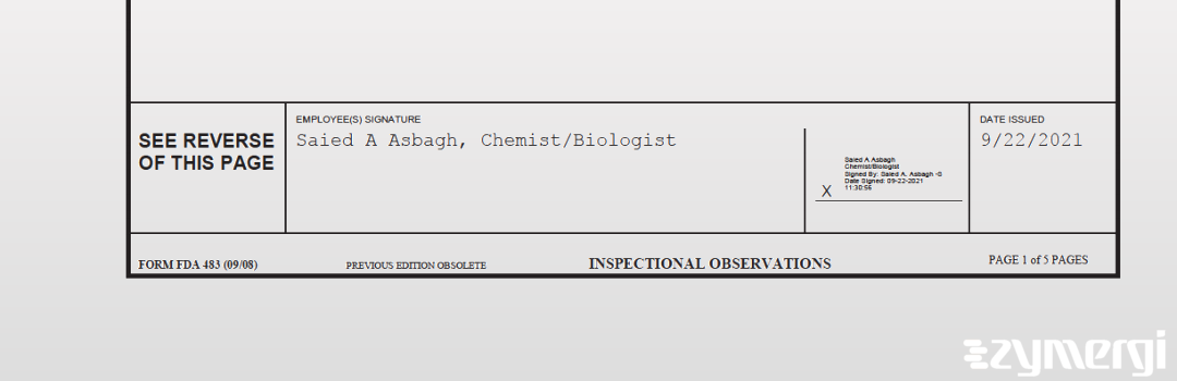 Saied A. Asbagh FDA Investigator Richmond K. Yip FDA Investigator 