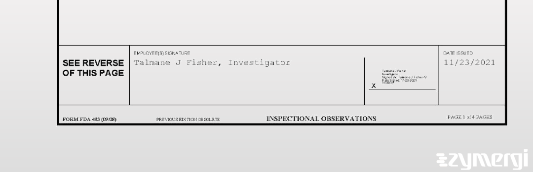 Talmane J. Fisher FDA Investigator 