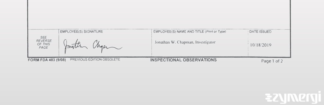 Jonathan W. Chapman FDA Investigator 