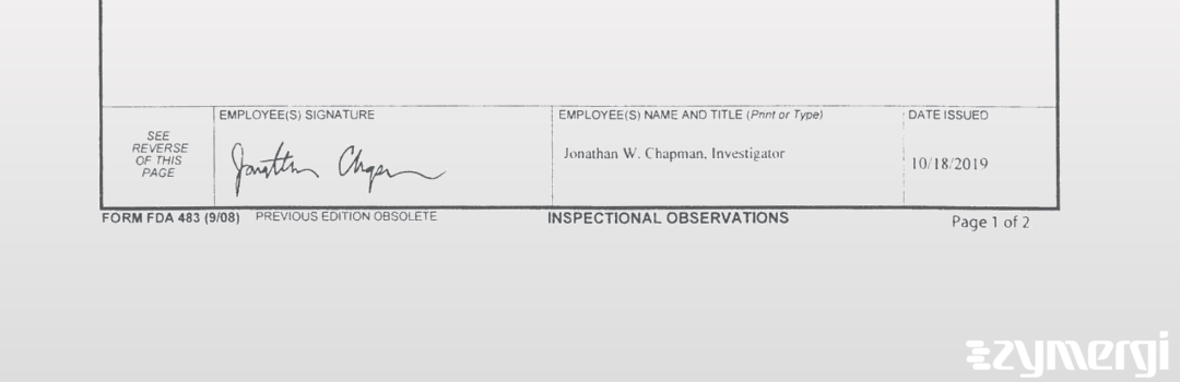 Jonathan W. Chapman FDA Investigator