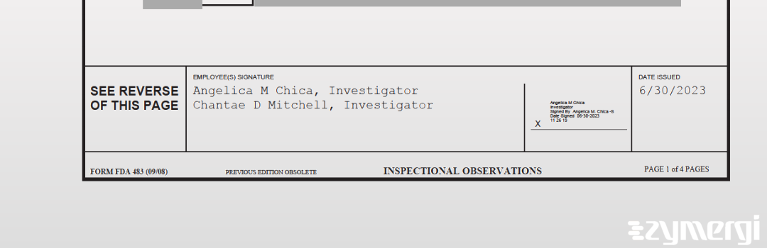 Angelica M. Chica FDA Investigator Chantae D. Mitchell FDA Investigator 