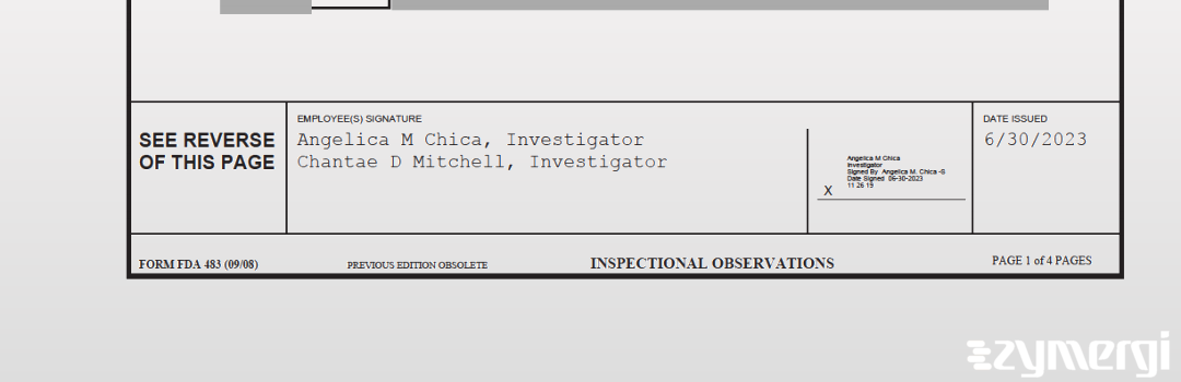 Angelica M. Chica FDA Investigator Chantae D. Mitchell FDA Investigator