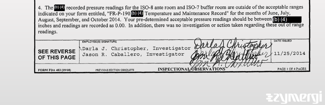 Darla J. Christopher FDA Investigator Jason R. Caballero FDA Investigator