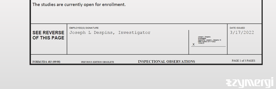 Joseph L. Despins FDA Investigator 