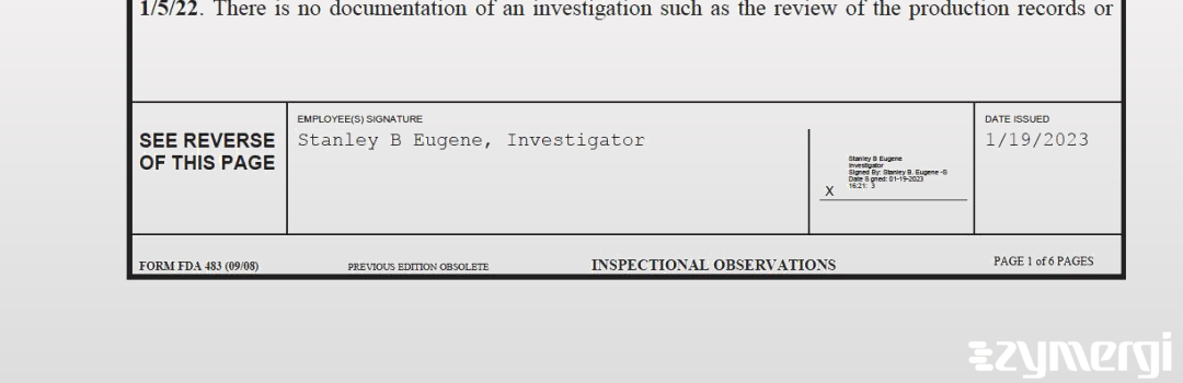 Stanley B. Eugene FDA Investigator 