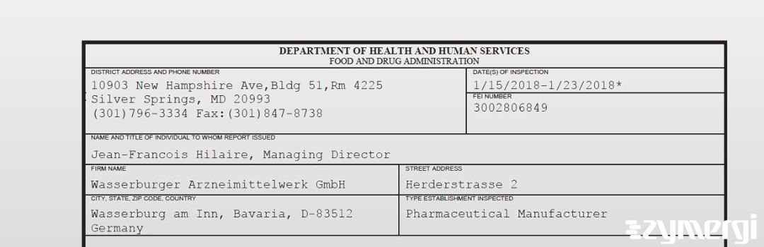 FDANews 483 Wasserburger Arzneimittelwerk GmbH Jan 23 2018 top