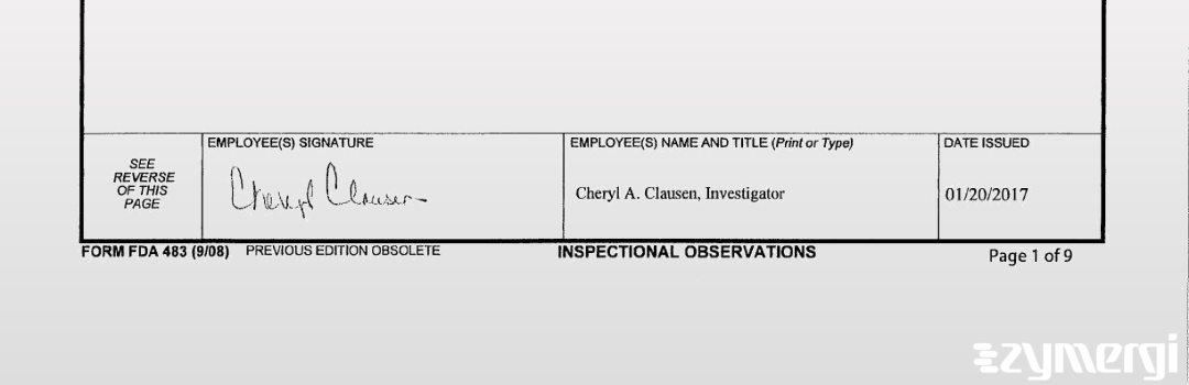 Cheryl A. Clausen FDA Investigator