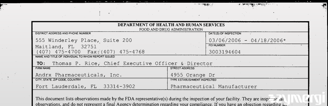 FDANews 483 Watson Laboratories, Inc.-(Actavis) - Florida Apr 18 2006 top