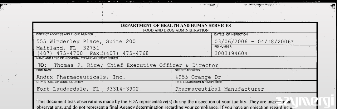 FDANews 483 Watson Laboratories, Inc.-(Actavis) - Florida Apr 18 2006 top