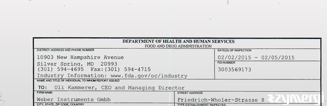 FDANews 483 Weber Instrumente Gmbh Feb 5 2015 top