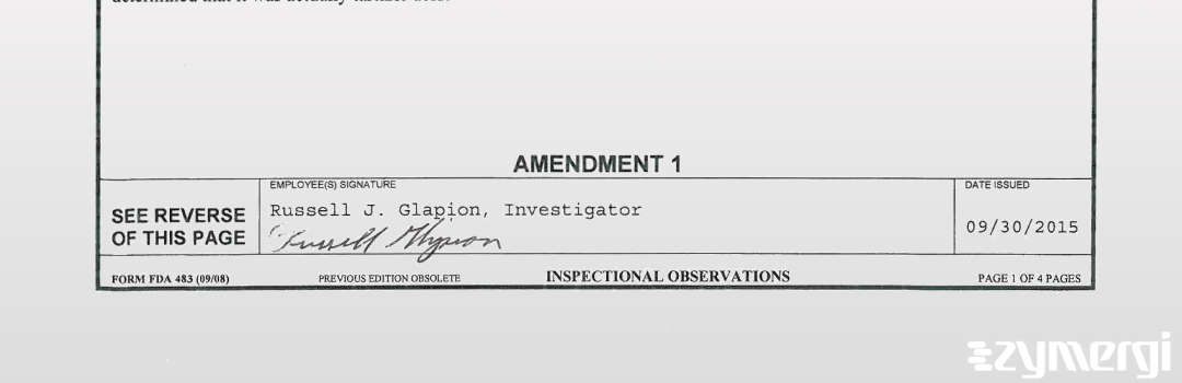 Russell J. Glapion FDA Investigator 