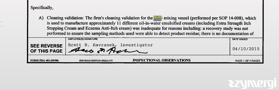 Brett R. Havranek FDA Investigator