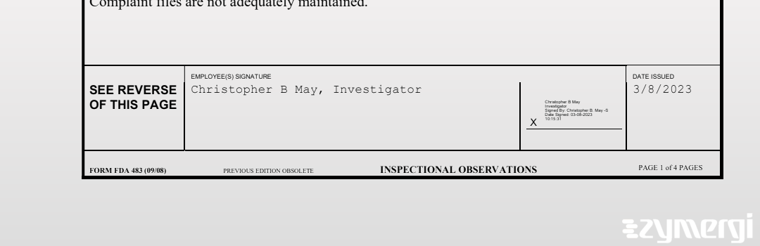 Christopher B. May FDA Investigator 