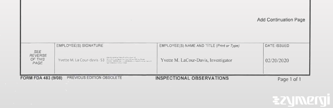 Yvette M. Lacour-Davis FDA Investigator