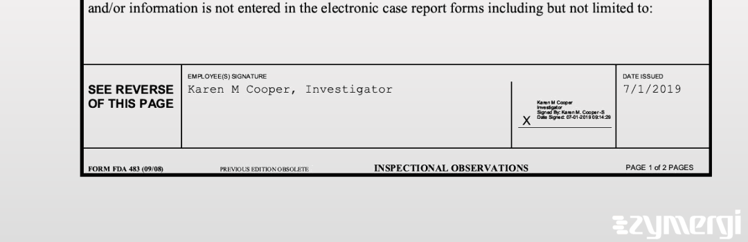 Karen M. Cooper FDA Investigator 