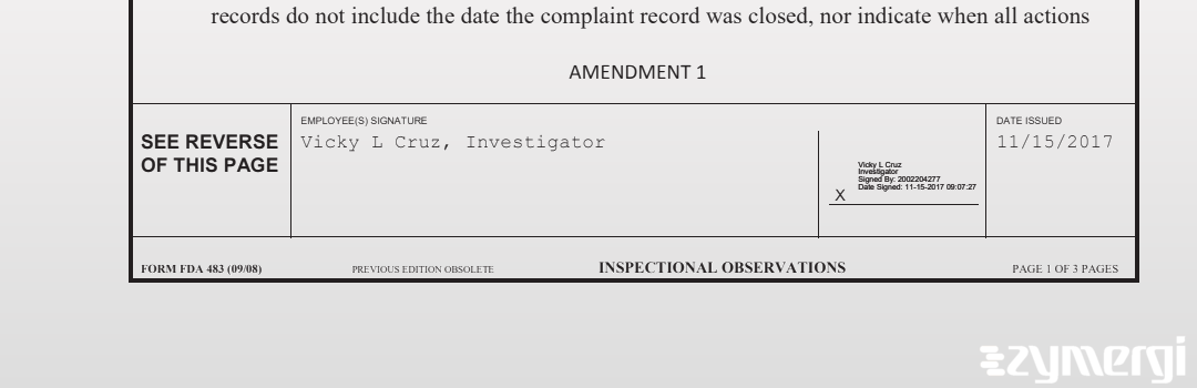 Vicky L. Cruz FDA Investigator