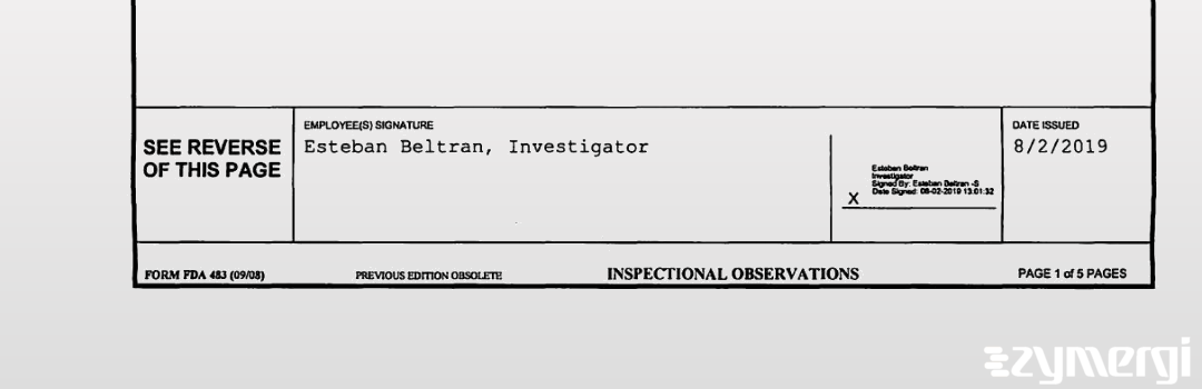 Esteban Beltran FDA Investigator 