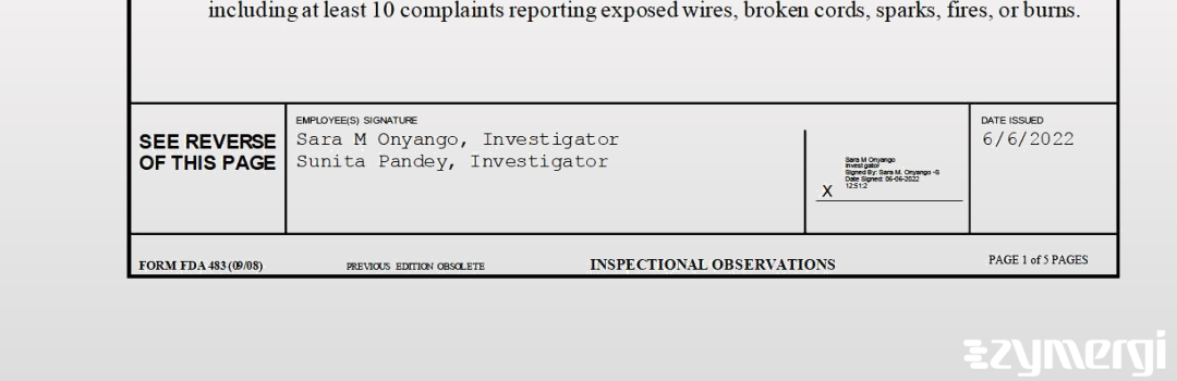 Sara M. Onyango FDA Investigator Sunita Pandey FDA Investigator 