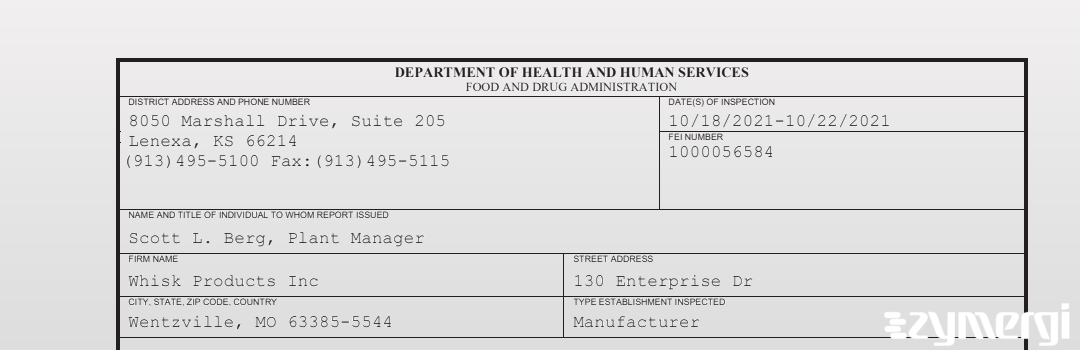 FDANews 483 Whisk Products Inc Oct 22 2021 top