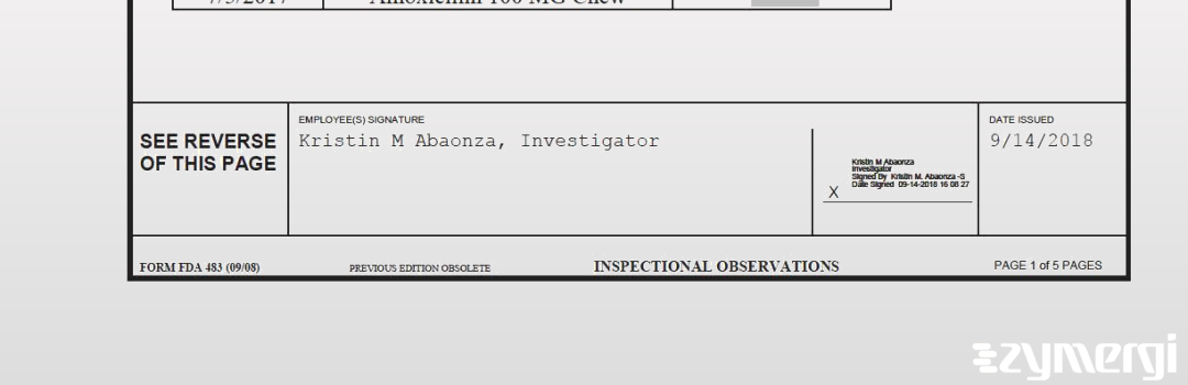 Kristin M. Abaonza FDA Investigator John A. Gonzalez FDA Investigator 