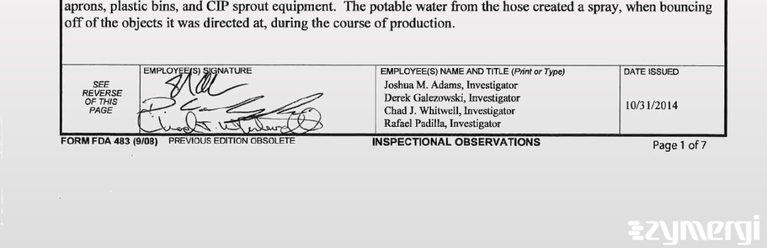 Dariusz Galezowski FDA Investigator Chad J. Whitwell FDA Investigator Joshua M. Adams FDA Investigator Rafael Padilla FDA Investigator