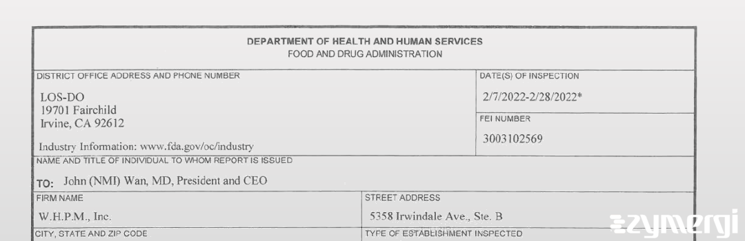 FDANews 483 WHPM Inc. Feb 28 2022 top