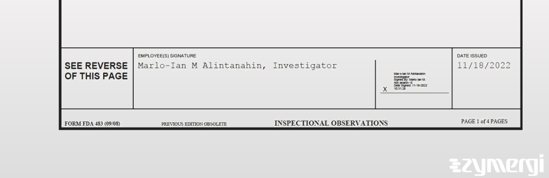 Marlo-Ian M. Alintanahin FDA Investigator 