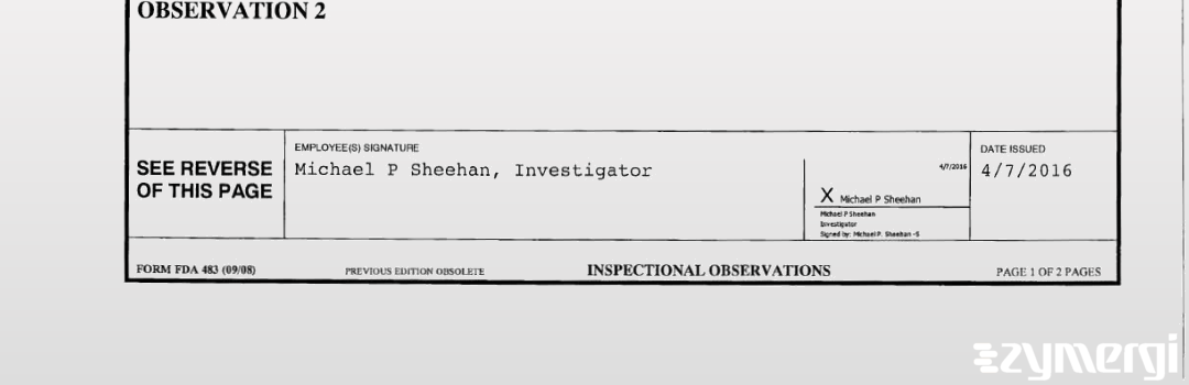 Michael P. Sheehan FDA Investigator 