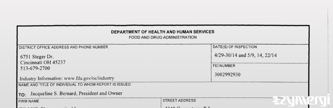 FDANews 483 Wickliffe Pharmaceutical Inc May 22 2014 top