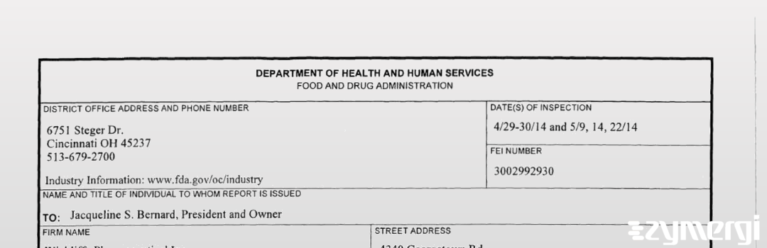 FDANews 483 Wickliffe Pharmaceutical Inc May 22 2014 top