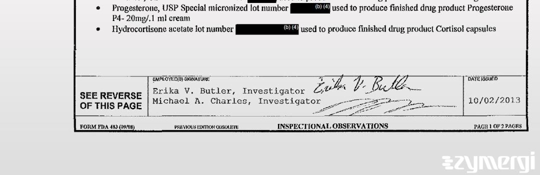 Michael A. Charles FDA Investigator Erika V. Butler FDA Investigator 