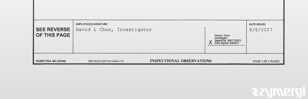 David L. Chon FDA Investigator 