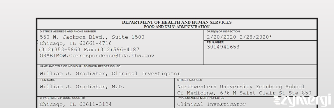 FDANews 483 William J. Gradishar, M.D. Feb 28 2020 top