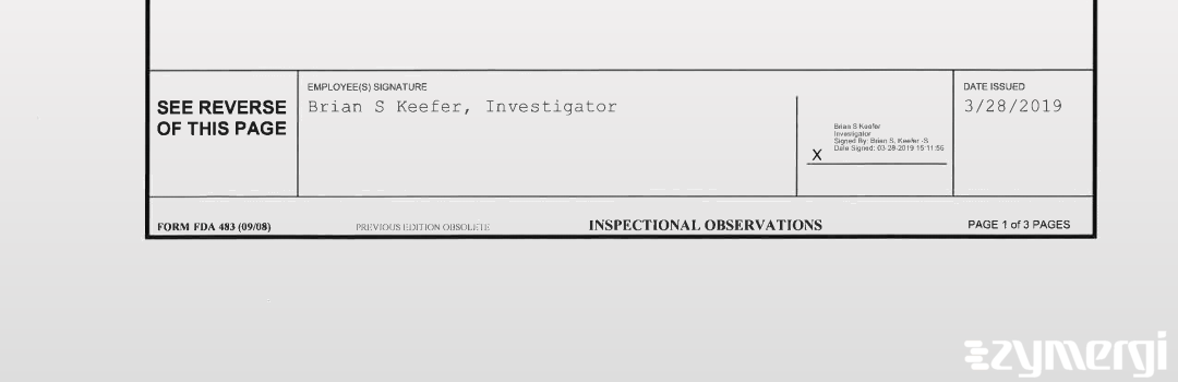 Brian S. Keefer FDA Investigator 