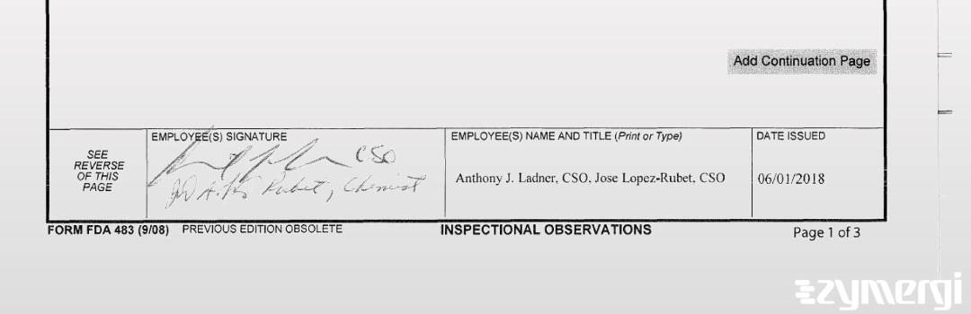 Anthony J. Ladner FDA Investigator Jose A. Lopez Rubet FDA Investigator Lopez Rubet, Jose A FDA Investigator 