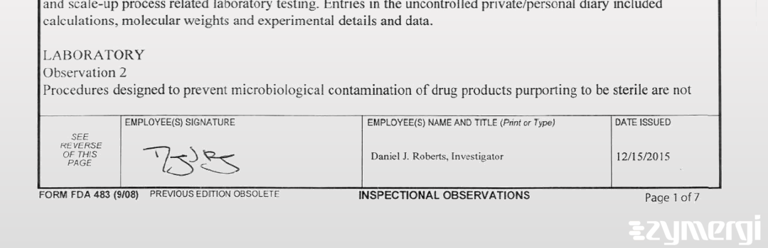 Daniel J. Roberts FDA Investigator 
