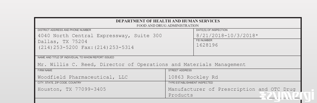 FDANews 483 Woodfield Pharmaceutical, LLC Oct 3 2018 top