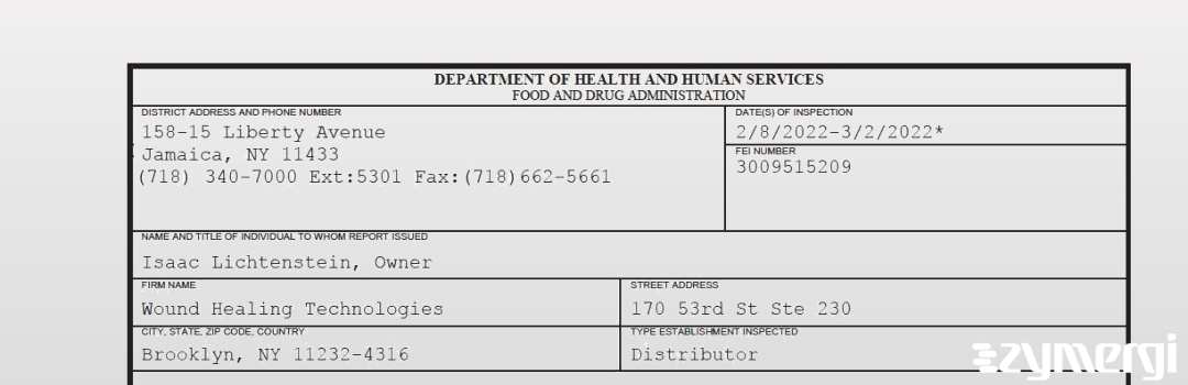 FDANews 483 Wound Healing Technologies Mar 2 2022 top