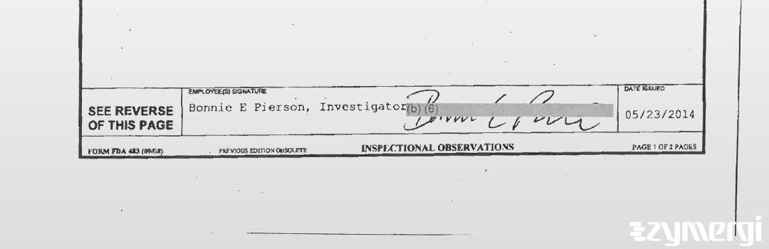 Bonnie E. Pierson FDA Investigator Bonnie E. Conley FDA Investigator