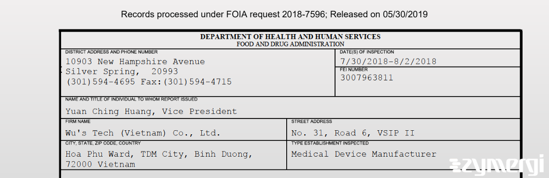 FDANews 483 Wu's Tech (Vietnam) Co., Ltd. Aug 2 2018 top